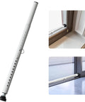 Adjustable Sliding Door Security Bar 18-50 Inches Locking Window And Patio Door Reinforcement, shown installed on doors.