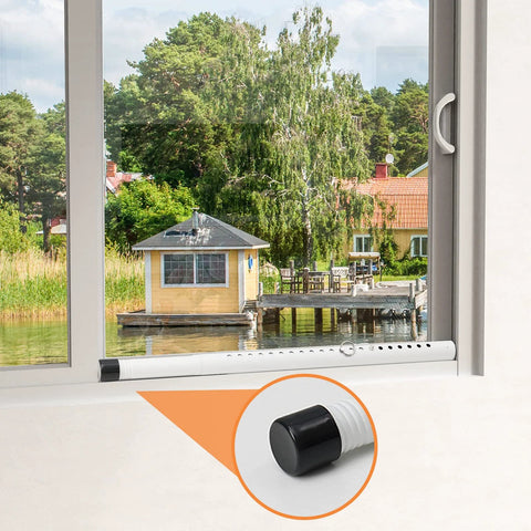 Door Security Bar And Sliding Patio Door Lock Jammer For Patio Doors Windows And Apartments Removable White Security Bar 2 Pack Installed in Window