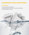 White Solar Double Cable Entry Gland Box For RV Roofs And Boats Waterproof ABS Cable Pass Through Housing With PG11 Connector Ideal For RVs Yachts And Marine Roofs Supports 14AWG To 10AWG Cables partially submerged in water demonstrating waterproof feature