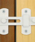 4 Inch Stainless Steel Gate Latch, Anti-Theft Heavy Duty Safety Door Lock, White Finish Barn Latch installed on wooden door - MS9001W
