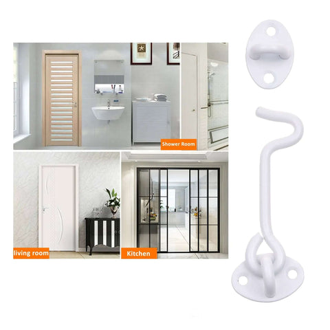 Built Tough 4 Inch Heavy Duty Hook And Eye Latch For Barn Doors And More, Powder Coated Stainless Steel Security Latch For Interior Doors