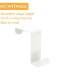 Close-up of Over The Door Hooks,2pcs - Stainless Steel Door Hangers Hooks, S-Shaped Double Hooks in white, showing reversible design.