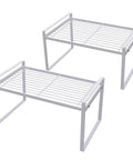 Two Pack Steel Frame Stackable Cabinet Shelf Organizer Racks For Kitchen Pantry Bathroom Bedroom And Office Space Saving Counter Desk