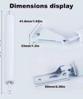Dimensions of Storm Door Closer,1 Set Screen Door Closer,Pneumatic Door Bracket in white with hold open for storm use.