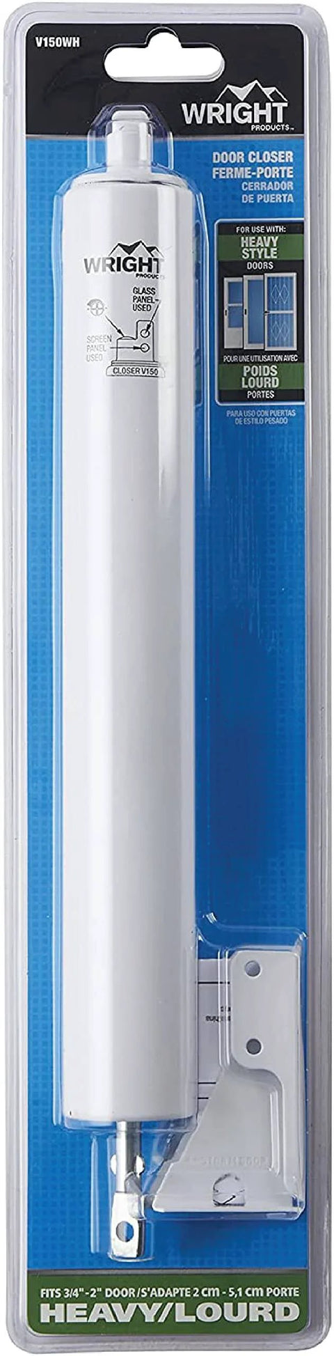 Heavy-Duty Pneumatic Storm Door Closer - Durable, Adjustable, Quiet-Closing with Hold-Open Feature (Transitional, White) in packaging