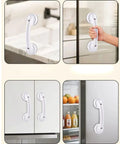 White Suction Cup Handle For Bathroom Kitchen Shower Doors Sliding Glass Cabinets And Drawers With Stable Adsorption installed