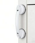 White Suction Cup Handle For Bathroom Kitchen Shower Doors Sliding Glass Cabinets And Drawers installed on smooth panel surface