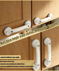 White Strong Suction Cup Handle No Drilling Installation for Cabinets, tool-free, removable, durable vacuum seal on wooden cabinets