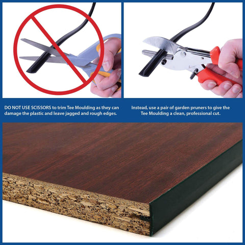 Instructions for trimming White T Molding with proper tools on 13/16 inch panels for arcade cabinets and tables.