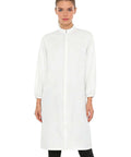 Unisex Lab Coat For Work In Cleanrooms Durable 100 Polyester White XX Large With Hatless Style, Front Hook Loop Fastener