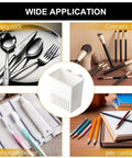 Wide application of white utensil drying holder as cutlery rack, cosmetic rack, toothbrush holder, and pen container