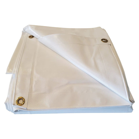 White Vinyl Tarp 13 Oz Industrial Grade Heavy Duty Waterproof Shelter With Reinforced Grommets Every 18 To 24 Inches