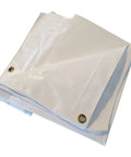 White Vinyl Tarp 13 Oz Industrial Grade Heavy Duty Waterproof Shelter With Reinforced Grommets Every 18 To 24 Inches UV Treated