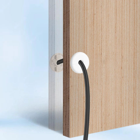 2 Pack Wall Grommets For Cables Pass Through Anti Slip Hole Covers For Walls And Furniture White installed on wood panel