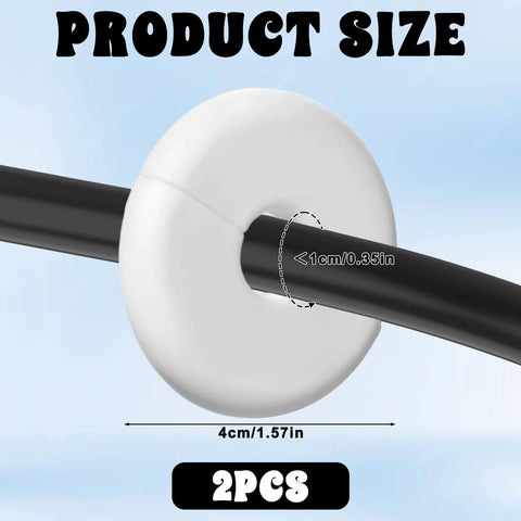 Close-up of 2 Pack Wall Grommets For Cables Pass Through Anti Slip Hole Covers For Walls And Furniture White with cable inserted
