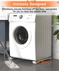 Washing machine on Furniture Washing Machine Dolly, Extendable Appliance Rollers, showing elevated position with mop nearby