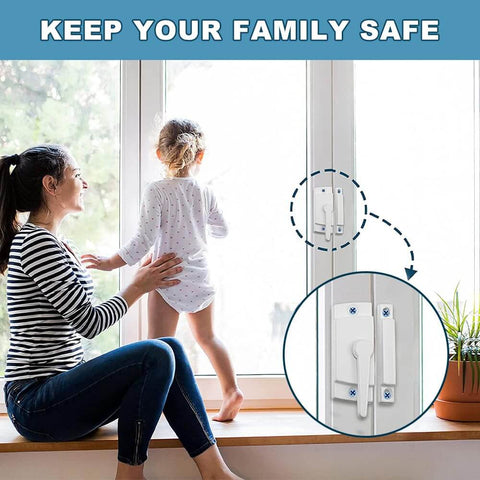 White Sliding Window Sash Locks 2 Pack Cam Action Sash Lock For Double Hung Windows installed on vinyl window