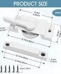 Three Pack Window Sash Lock Set For Sliding Windows Replaces Latches On Single Hung And Double Hung White Cam Lock For Vertical And Horizontal Sliding Windows Durable Alloy Construction With Corrosion Resistant Finish shown with product dimensions and screws