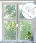 Zinc Alloy Window Sash Lock Replacement Kit for Up And Down Double Hung Windows, shown installed on modern white window, close-up inset of lock detail.