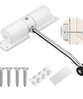 Automatic Door Closer, Zinc Alloy Safety Spring Door Closer Adjustable 30 kg Closing Door Hinge (White) with screws