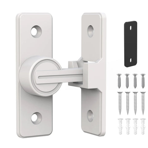 90 Degree Flip Barn Door Lock Heavy Duty Sliding Gate Latch For Garden Bathroom Garage And Sliding Doors White 1 Pack Durable Zinc Alloy Construction With Easy Installation And Corrosion Resistant Finish