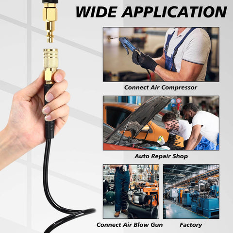 10 Pack 1/4 In X 10 Ft Polyurethane Recoil Air Hose With Bend Restrictor, Quick Couplers And Plugs, Wide Application Use