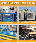 Wide application of Two Pack One Quarter Inch Hydraulic Hose Field Repair Kit with reuse options for hydraulic, refrigeration, gas, and car systems.