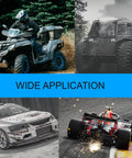 ATV, tank, rally car, and race car illustrating wide applications of 3/4 Threaded Bushing Kit for 4 Link Suspension
