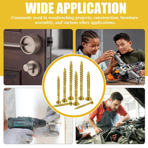 450 Pcs Wood Screws Assortment Kit with Torx Drive Screws and Matching Bits Featuring Multiple Sizes for woodworking and construction.