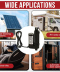 Wide applications of heavy duty linear actuator 12V in solar trackers, RV slide-outs, recliner lifts, and automatic door openers.