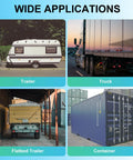 Wide applications of the sturdy 14-gauge steel trailer latch kit on a trailer, truck, flatbed trailer, and container for secure cargo.