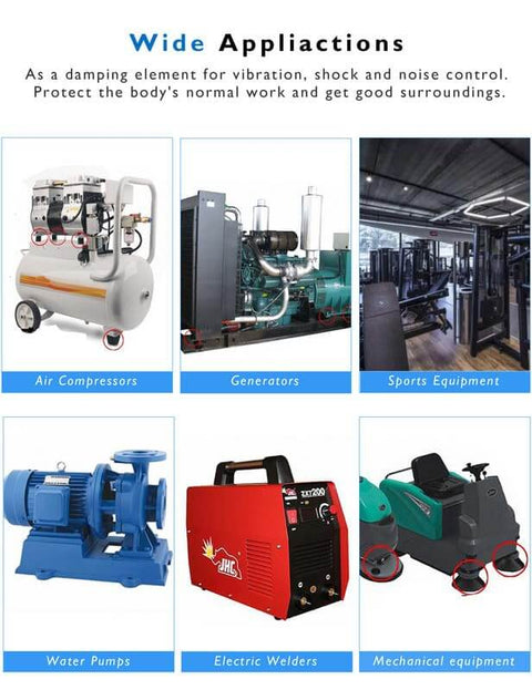 M6 Rubber Vibration Isolator Mounts Double Stud Anti Vibration Silent Blocks For Cars Boats Motors Compressors And Pumps Pack Of 4 With 8 M6 Lock Nuts Includes M6x18mm And 20x15mm Size used in industrial equipment applications including air compressors, generators, and pumps.