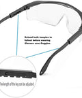 Adjustable temples of 2 Pack Wide Frame Safety Glasses Goggles Anti Fog UV Resistant Over Glasses