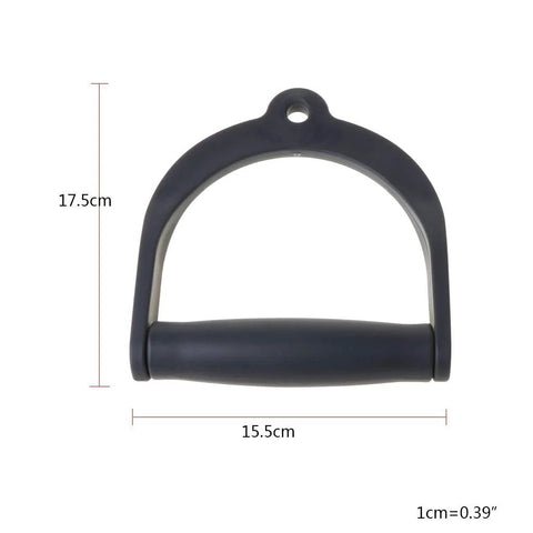 Wide Design Pull Rope Handle Grip For Cable Machines And Rope Training Heavy Duty D-Handle with dimensions and ergonomic design.