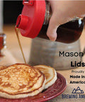 Wide Mouth Plastic Jar Lids Four Pack USA Made Flip Cap Screw Top Pour Spout over pancakes for Kerr and Ball jars.