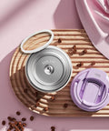 8 Pack Replacement Gasket Set For Wide Mouth Water Bottles With Flip Lid Caps Silicone O Ring Seals and metal lid on wooden tray