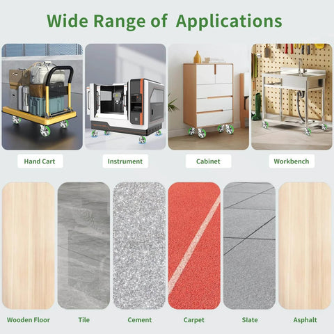 8 inch Heavy Duty industrial grade caster set of 4 with swivel casters and brakes for various applications on different surfaces.