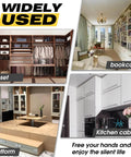 Image showcasing the versatility of Drop Down Gas Struts in closet, bookcase, kitchen cabinet, and platform applications.