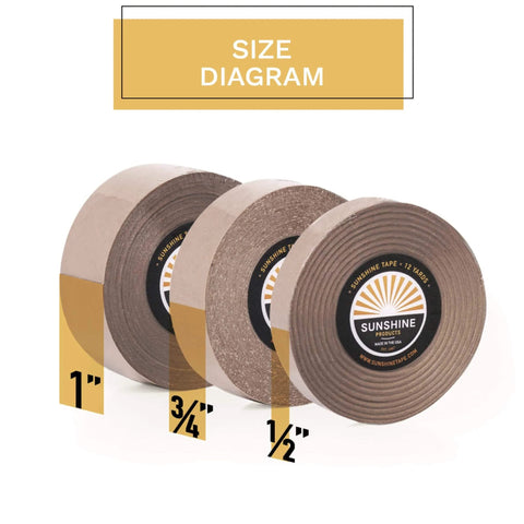 Size diagram of Clear Double Sided Wig Tape For Daily Wear Stays Put Three Quarter Inch By Twelve Yards Premium Hair Adhesive Roll