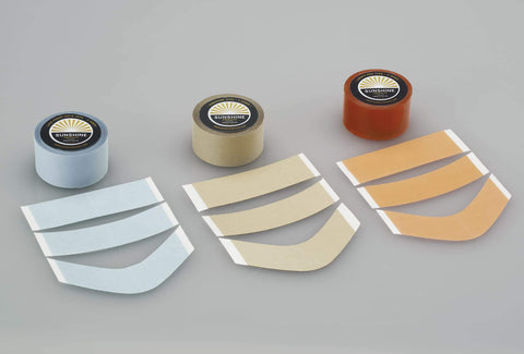 Clear Double Sided Wig Tape For Daily Wear Stays Put Three Quarter Inch By Twelve Yards Premium Hair Adhesive Roll displayed