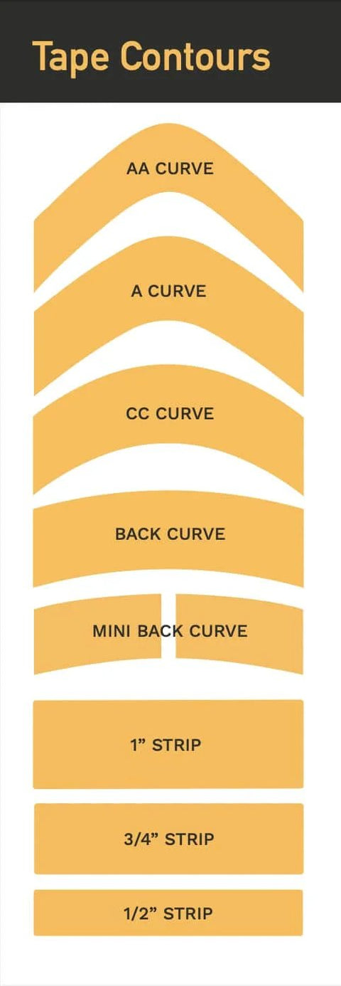 Tape contours featuring different curve options and strip sizes, including 108 Double Sided Wig Tape Strips For Wigs And Toupees, 3M 1522