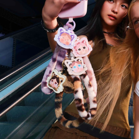 Crybaby Wild But Cutie Series phone charm blind box wrist strap keychain with vivid colors, made of PVC ABS nylon hardware.