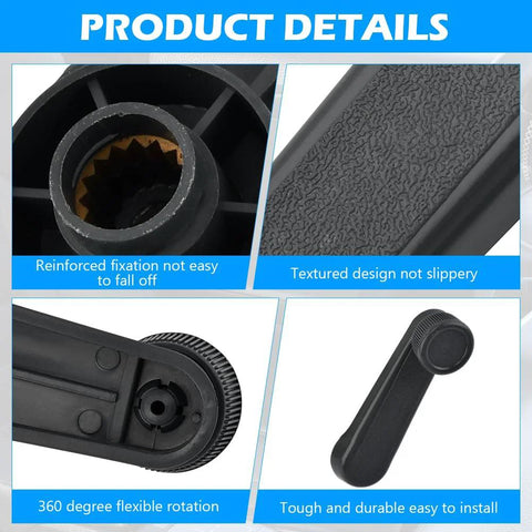 2 Pack Interior Window Crank Handles For Toyota Models 1973 to 2017 Grey Durable Direct OEM Replacement close-up with texture details