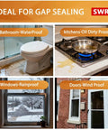 Image showing applications of Thick Window Insulation for Winter Residue-Free, Heavy Duty Transparent Window Weather Sealing Tape in different settings.