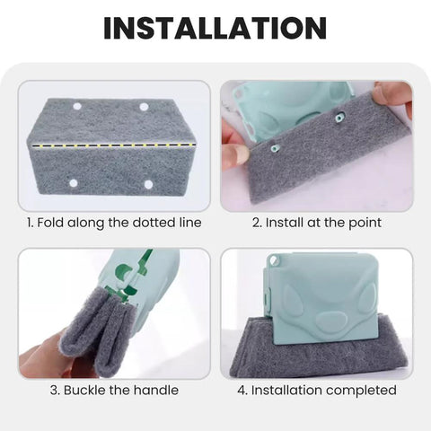 Step-by-step installation of Window Groove Cleaning Brush Set with Magic Track Cleaner Mini Brush and Replaceable Cloths