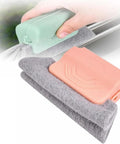 Window Groove Cleaning Brush Set with Magic Track Cleaner Mini Brush for window tracks and sliding doors in use, pink variant