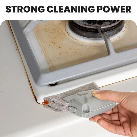 Using Window Groove Cleaning Brush Set with Magic Track Cleaner Mini Brush on stove top
