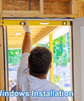 Person installing window using a level; aligns with Twenty Pcs Plastic Flat Shims For Leveling One Millimeter One Thirty Second Inch Structural Tile