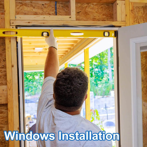 Person installing window using a level; aligns with Twenty Pcs Plastic Flat Shims For Leveling One Millimeter One Thirty Second Inch Structural Tile
