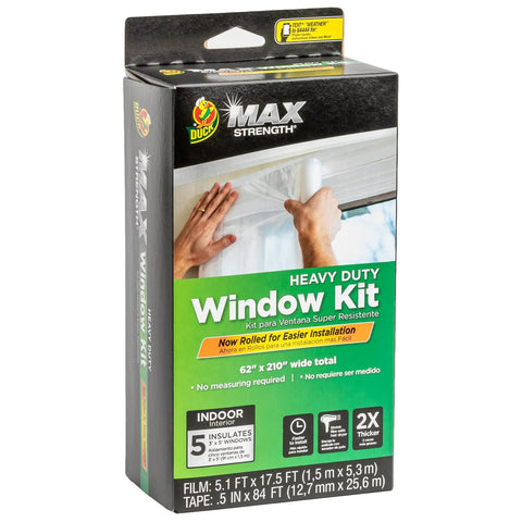 Heavy Duty Window Insulation Kit For Cold Weather Fits Up To Five Windows With Puncture Resistant Shrink Film And Window Tape box